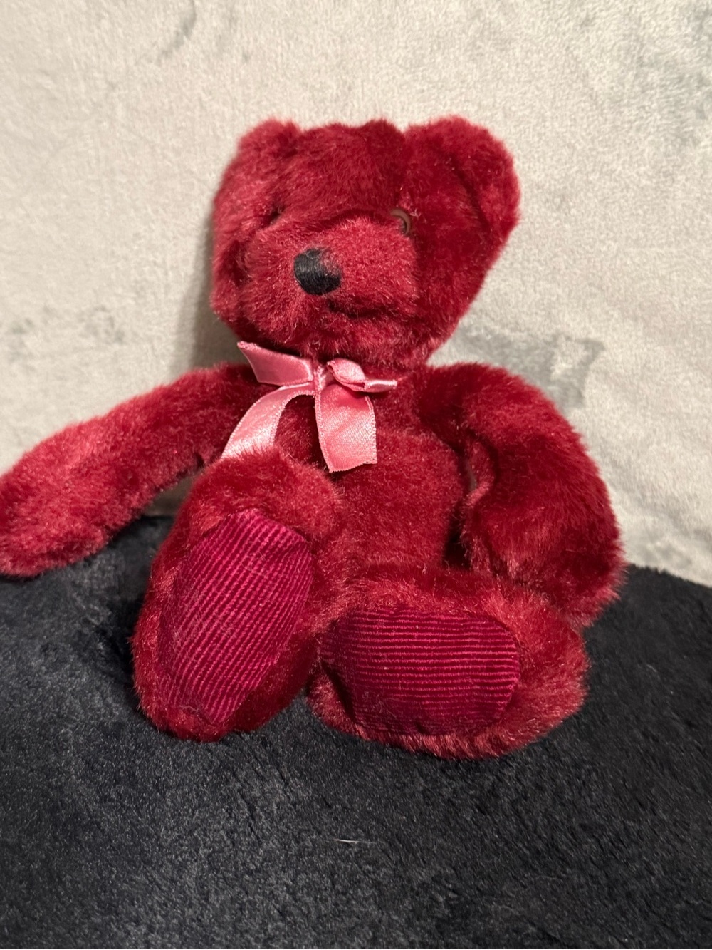 Russ Berrie Red Teddy Bear Plush Pink Bow Vintage Stuffed Animal